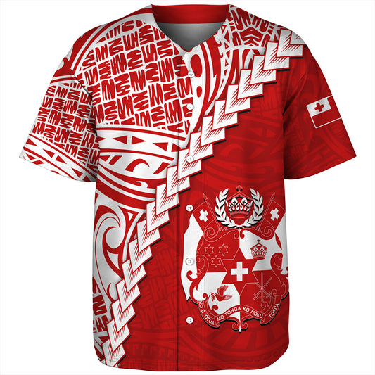 Tonga Baseball Shirt Lauhala Tribal Coat Of Arms