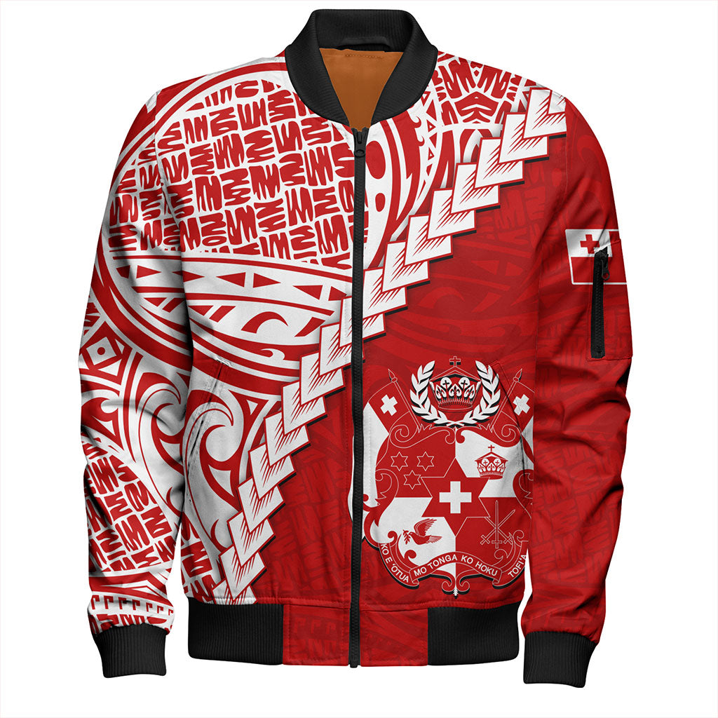 Tonga Bomber Jacket Lauhala Tribal Coat Of Arms | Polynesian.co