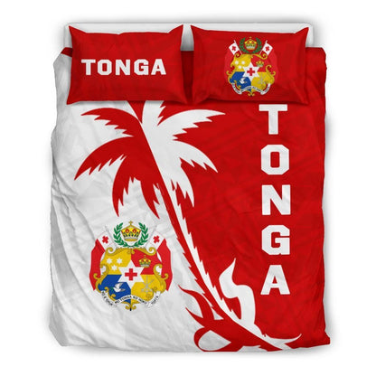 Tonga Duvet Cover Set - Tonga Coat Of Arms & Coconut Tree