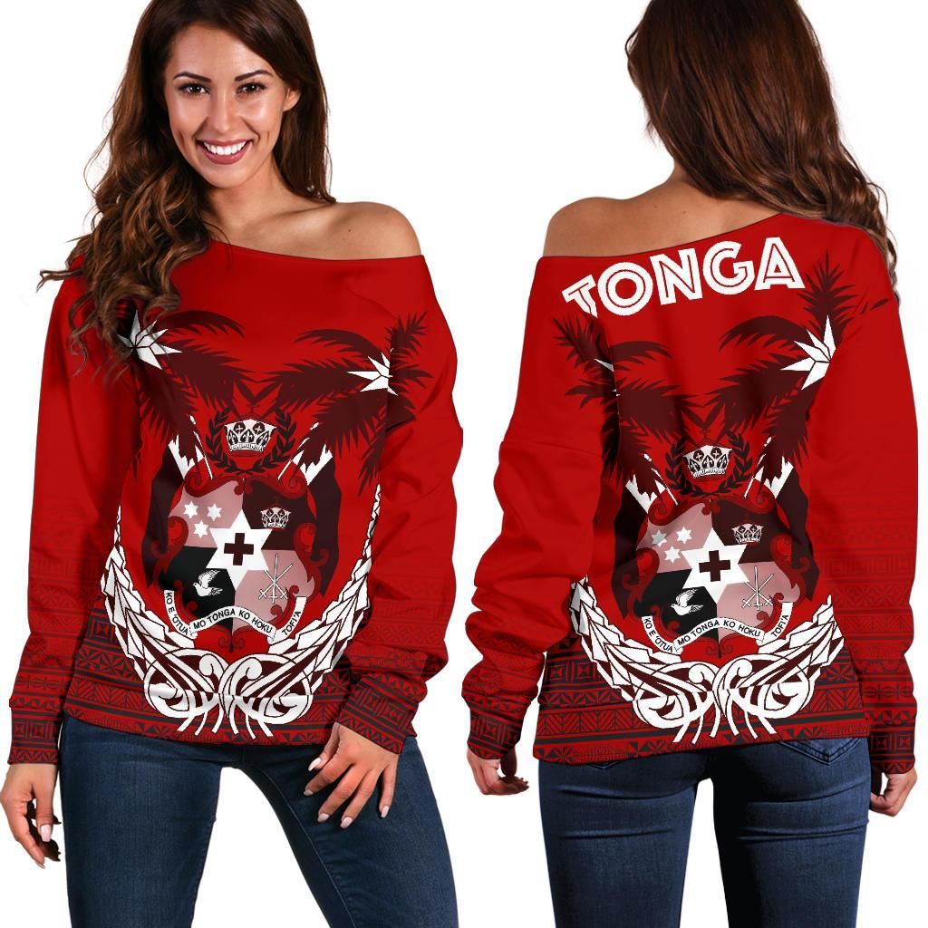Tonga Polynesian Coconut Women Off Shoulder Sweater