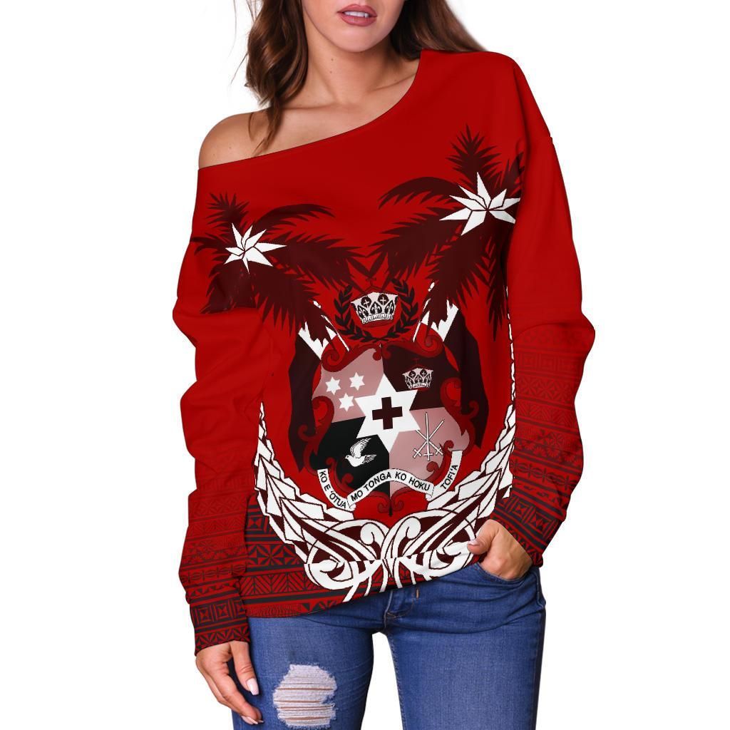 Tonga Polynesian Coconut Women Off Shoulder Sweater