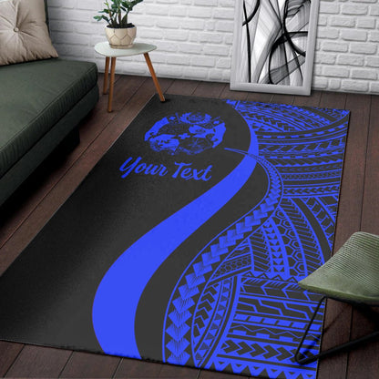 Tonga Custom Personalised Area Rug - Blue Polynesian Tentacle Tribal Pattern