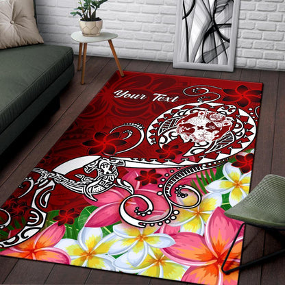 Tonga Custom Personalised Area Rug - Turtle Plumeria (Red)