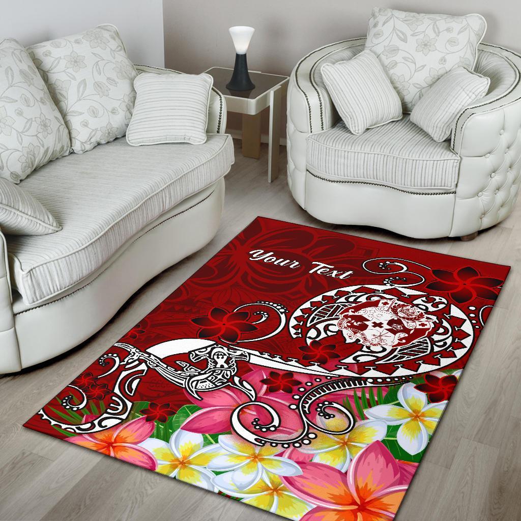 Tonga Custom Personalised Area Rug - Turtle Plumeria (Red)