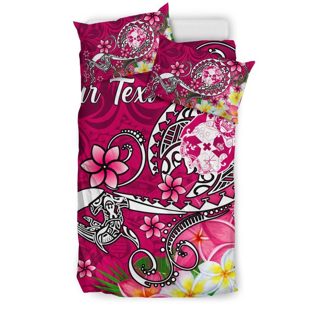 Tonga Custom Personalised Bedding Set - Turtle Plumeria (Pink)