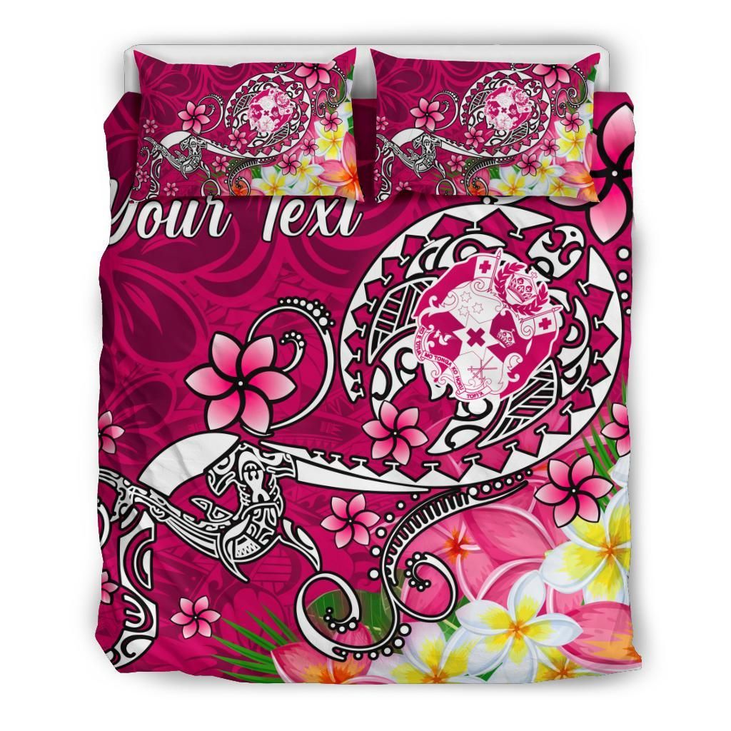 Tonga Custom Personalised Bedding Set - Turtle Plumeria (Pink)