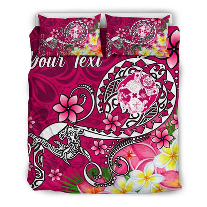 Tonga Custom Personalised Bedding Set - Turtle Plumeria (Pink)