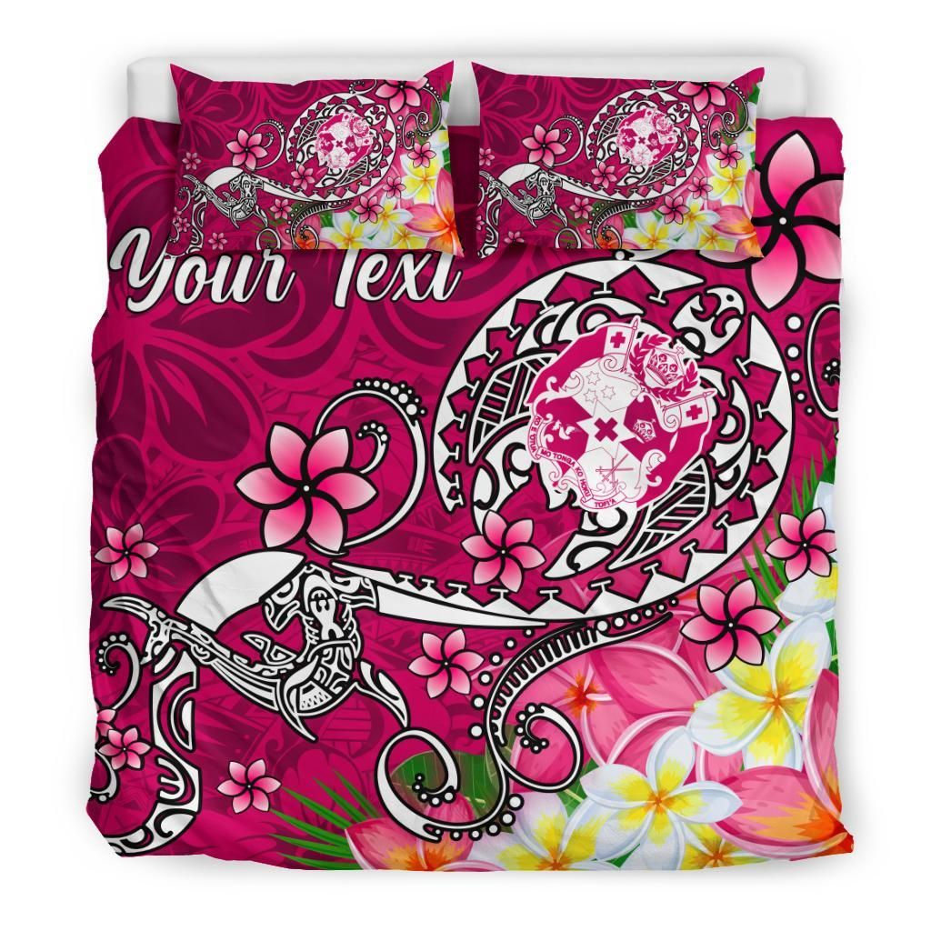 Tonga Custom Personalised Bedding Set - Turtle Plumeria (Pink)