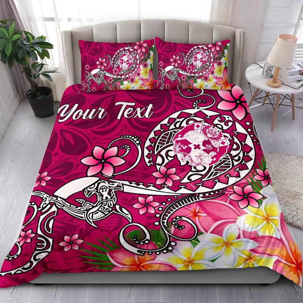 Tonga Custom Personalised Bedding Set - Turtle Plumeria (Pink)
