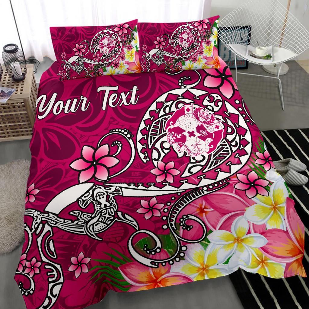 Tonga Custom Personalised Bedding Set - Turtle Plumeria (Pink)