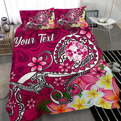 Tonga Custom Personalised Bedding Set - Turtle Plumeria (Pink)