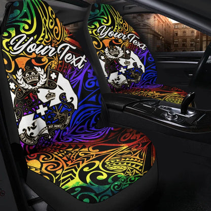 Tonga Custom Personalised Car Seat Covers - Rainbow Polynesian Pattern