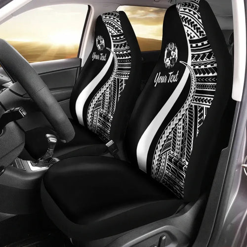 Tonga Custom Personalised Car Seat Covers - White Polynesian Tentacle Tribal Pattern