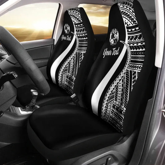 Tonga Custom Personalised Car Seat Covers - White Polynesian Tentacle Tribal Pattern