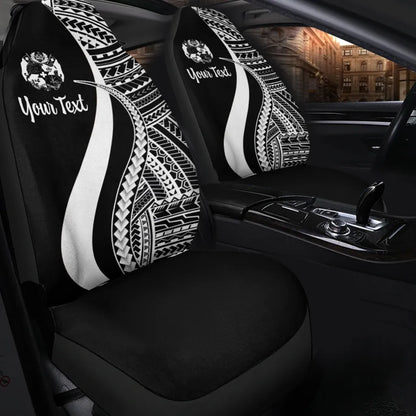 Tonga Custom Personalised Car Seat Covers - White Polynesian Tentacle Tribal Pattern
