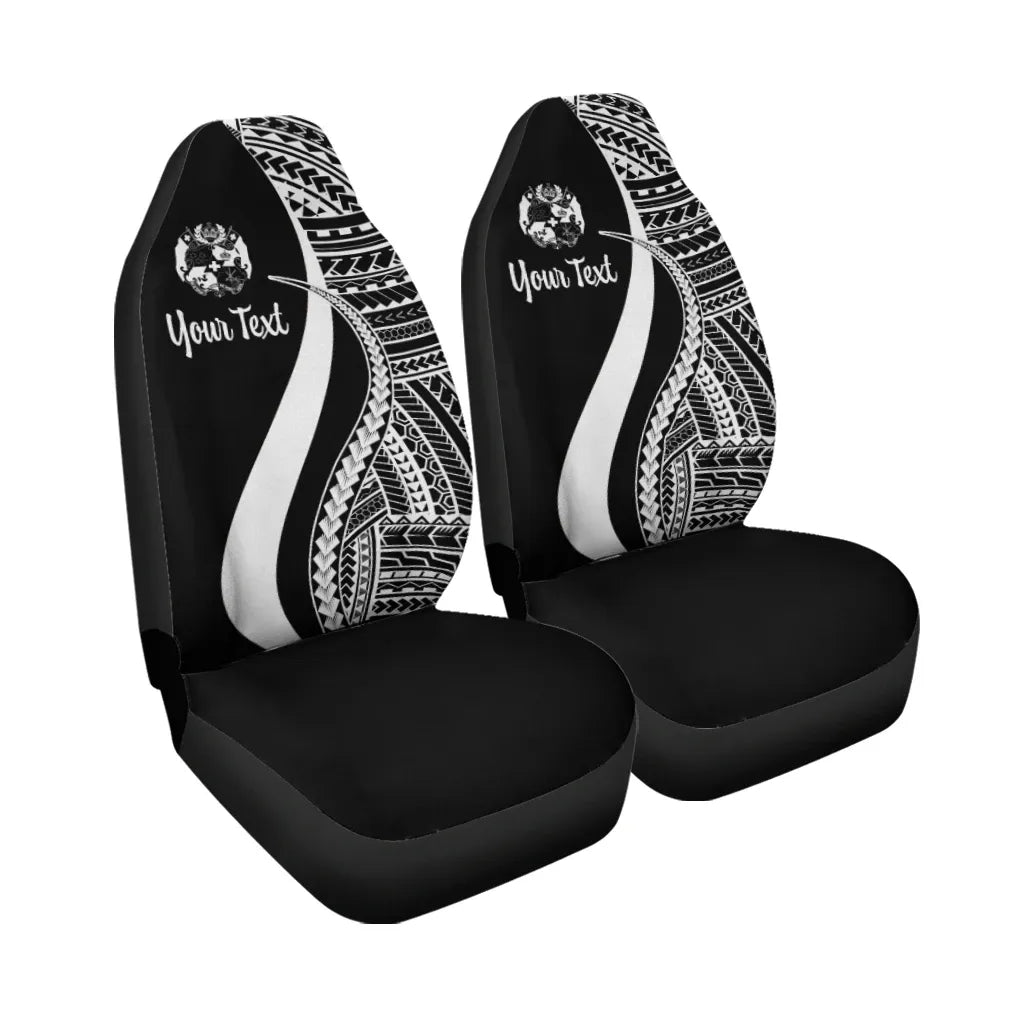 Tonga Custom Personalised Car Seat Covers - White Polynesian Tentacle Tribal Pattern