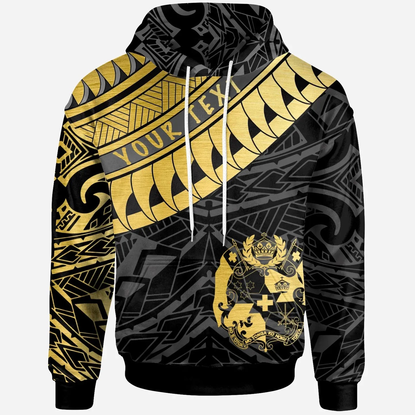 Tonga - Custom Personalised Hoodie - Tonga Ginger Lei Pattern Gold