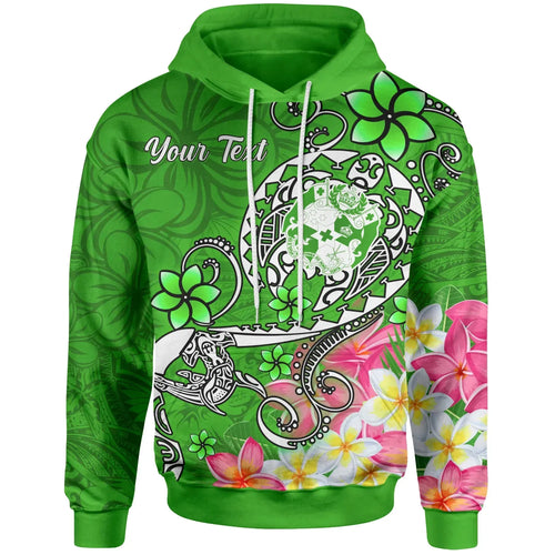 Tonga Custom Personalised Hoodie - Turtle Plumeria (GREEN)