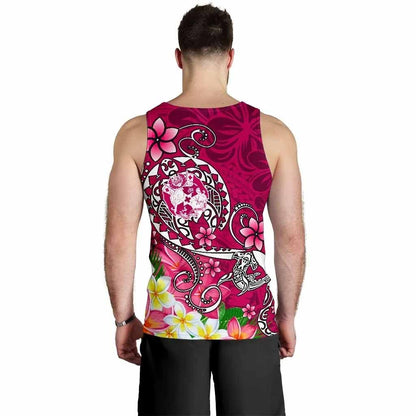 Tonga Custom Personalised Men Tank Top - Turtle Plumeria (Pink)