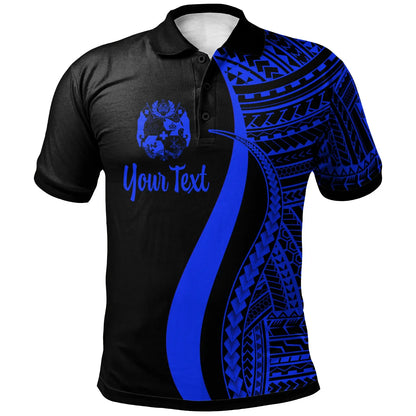 Tonga Custom Personalised Polo Shirt Blue - Polynesian Tentacle Tribal Pattern