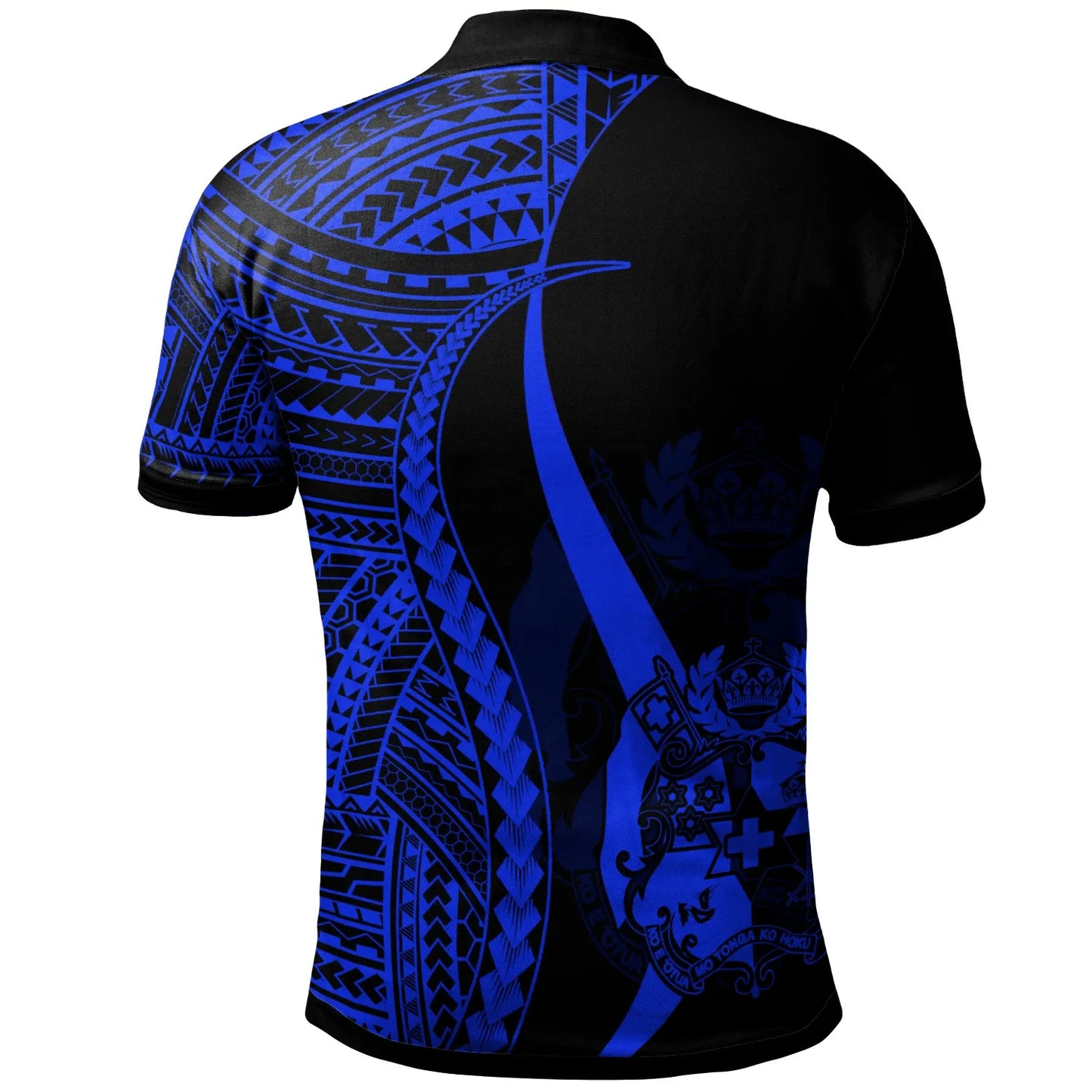 Tonga Custom Personalised Polo Shirt Blue - Polynesian Tentacle Tribal Pattern