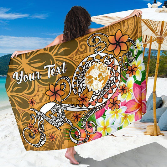 Tonga Custom Personalised Sarong - Turtle Plumeria (Gold)