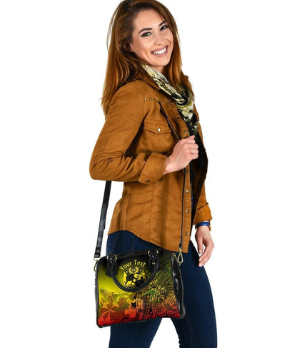 Tonga Custom Personalised Shoulder Handbag - Humpback Whale With Tropical Flowers (Yellow)