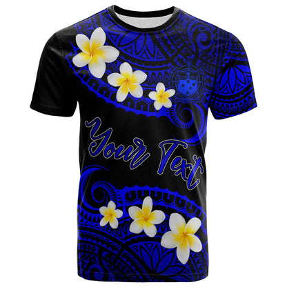 Tonga Custom Personalised T-Shirt - Plumeria Polynesian Vibe Blue