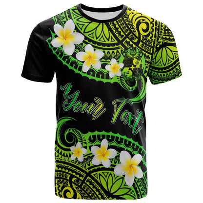 Tonga Custom Personalised T-Shirt - Plumeria Polynesian Vibe Green