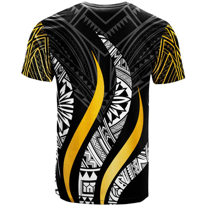 Tonga Custom Personalised T- Shirt - Tonga Strong Fire Pattern Gold