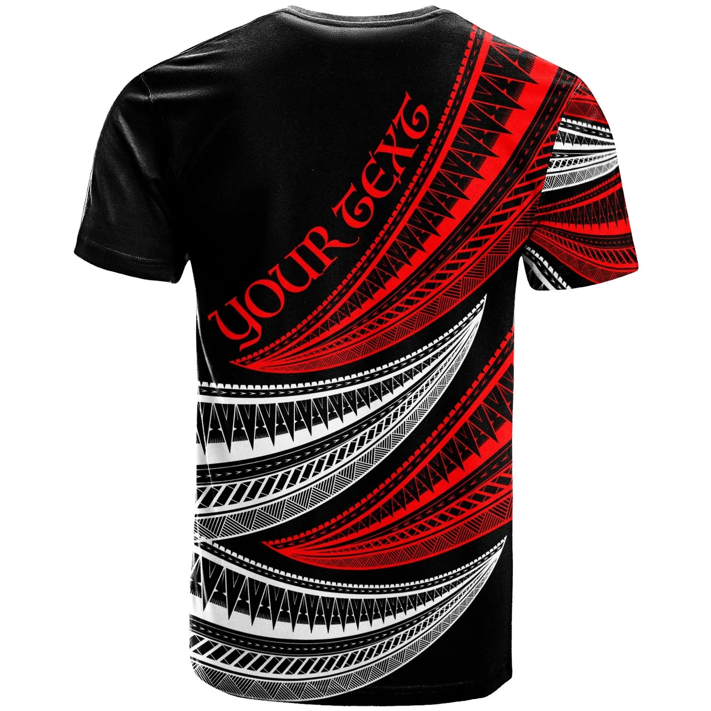 Tonga Custom Personalised T-Shirt - Wave Pattern Alternating Red Color