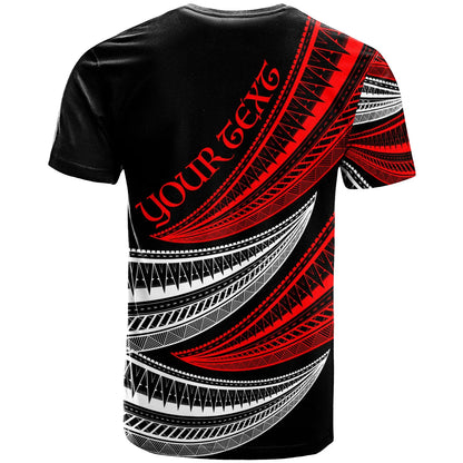 Tonga Custom Personalised T-Shirt - Wave Pattern Alternating Red Color