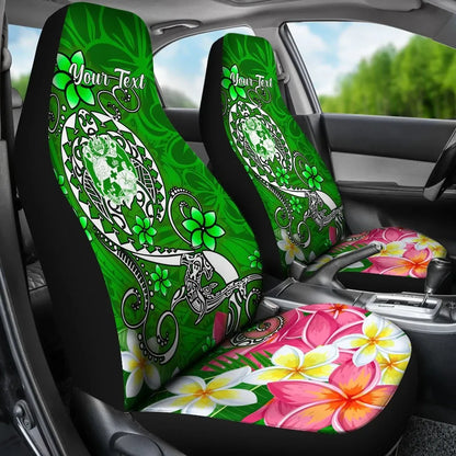 Tonga Custom PersonalisedCar Seat Covers - Turtle Plumeria (Green)