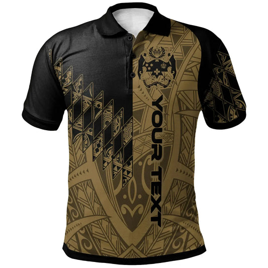 Tonga Custom Personalised Polo Shirt - Gold Color Symmetry Style