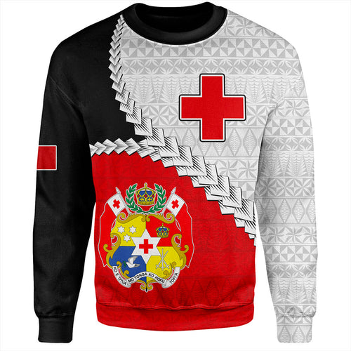 Tonga Sweatshirt Design Flag With Ngatu Pattern