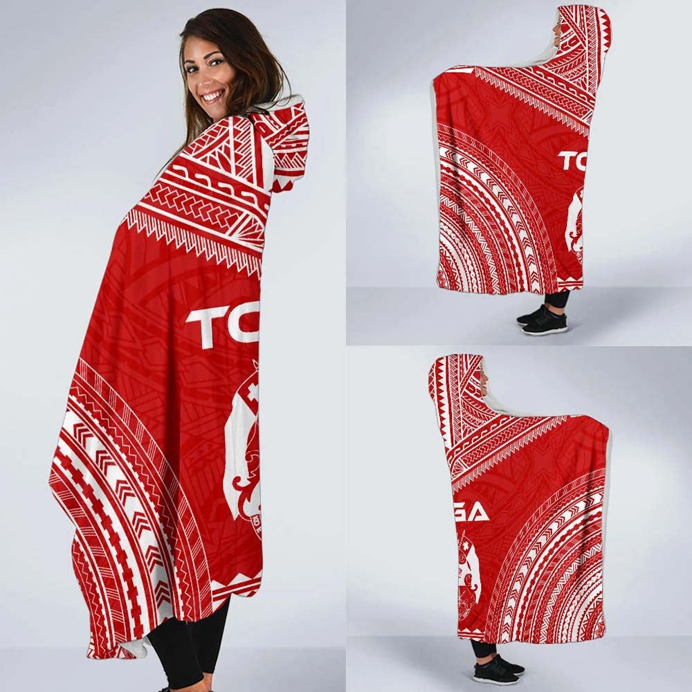 Tonga Flag Polynesian Chief Hooded Blanket