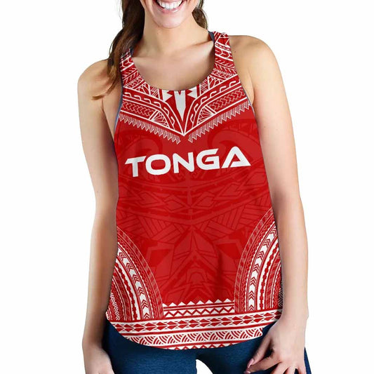 Tonga Women Racerback Tank - Polynesian Chief Flag Version