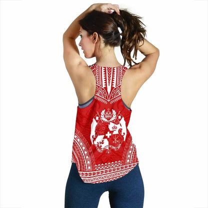 Tonga Women Racerback Tank - Polynesian Chief Flag Version