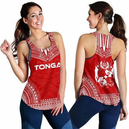Tonga Women Racerback Tank - Polynesian Chief Flag Version