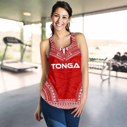 Tonga Women Racerback Tank - Polynesian Chief Flag Version
