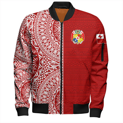 Tonga Bomber Jacket Ngatu Traditional Half Concept
