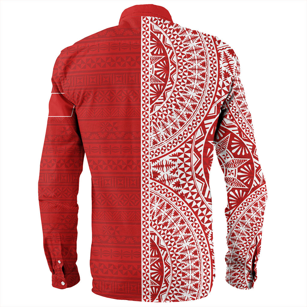 Tonga Long Sleeve Shirt Ngatu Traditional Half Concept