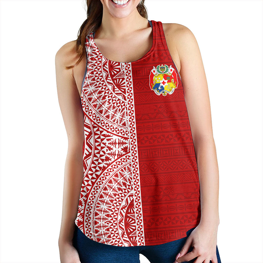Tonga Women Tank Ngatu Traditional Half Concept