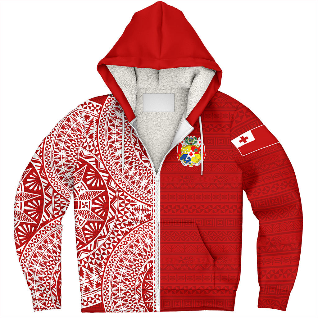 Tonga Sherpa Hoodie Ngatu Traditional Half Concept