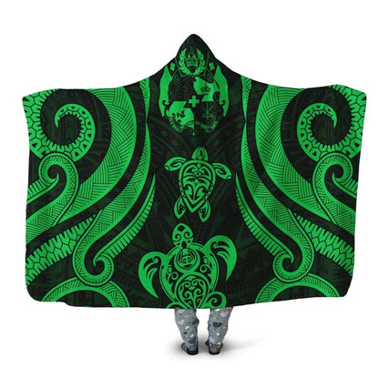 Tonga Hooded Blanket - Green Tentacle Turtle