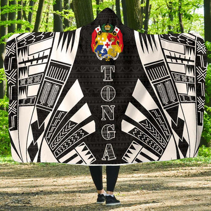 Tonga Hooded Blanket - Polynesian Tattoo Black