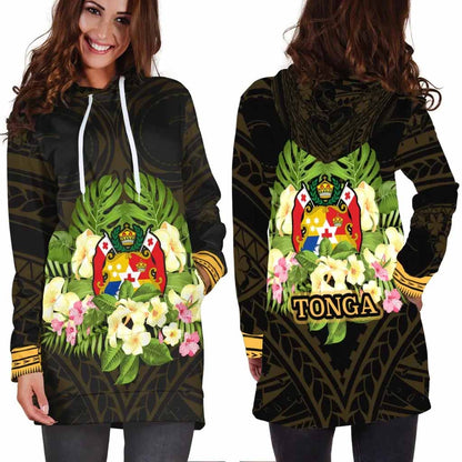 Tonga Hoodie Dress - Polynesian Gold Patterns Collection