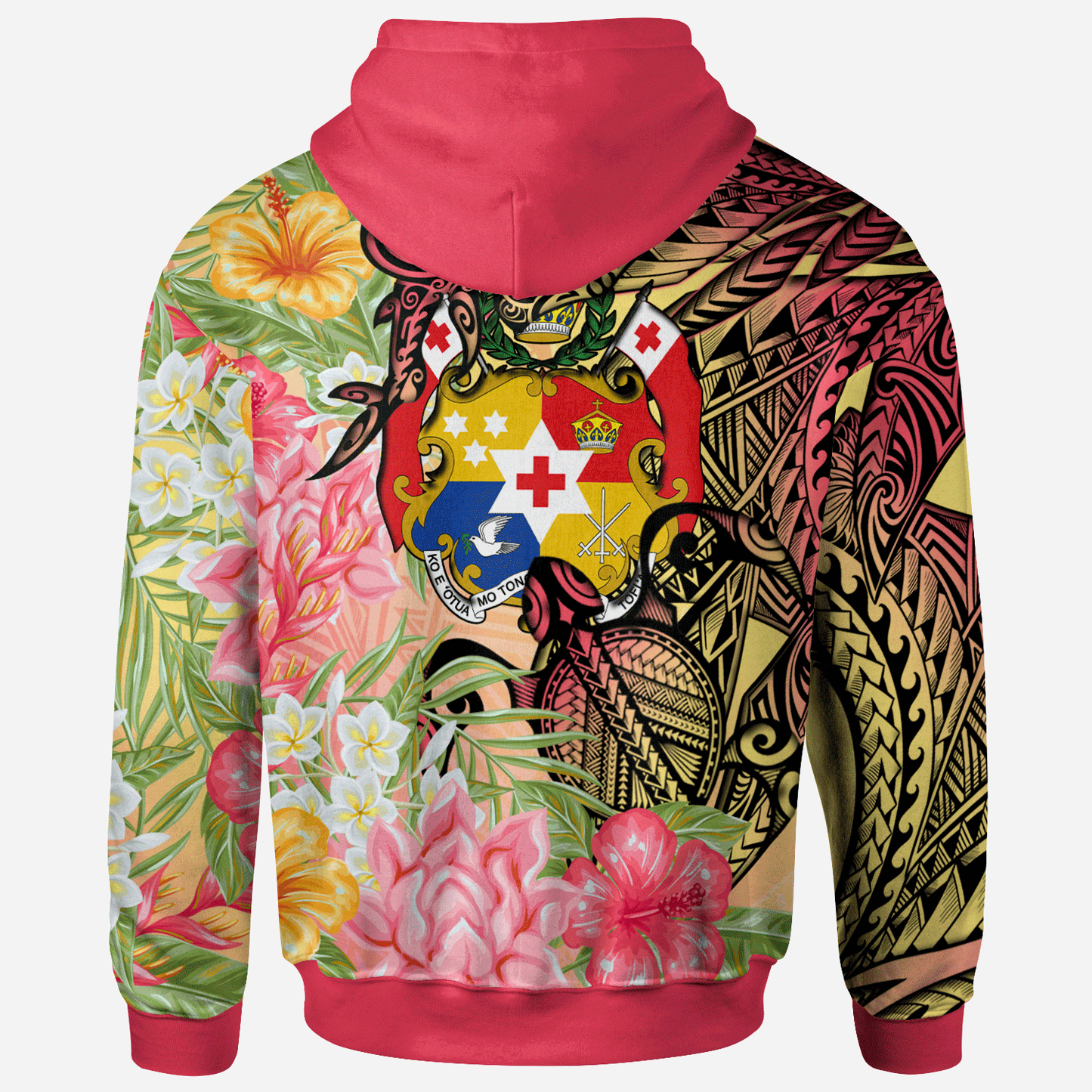 Tonga Hoodie - Flowers Tropical With Sea Animals
