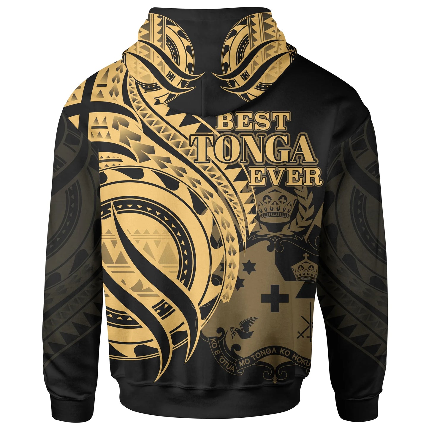 Tonga Hoodie - Gold Polynesian Patterns Best Tonga Ever