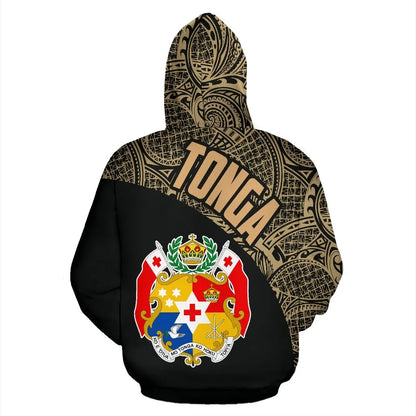 Tonga Hoodie - Tonga Coat Of Arms Polynesian Tattoo Gold